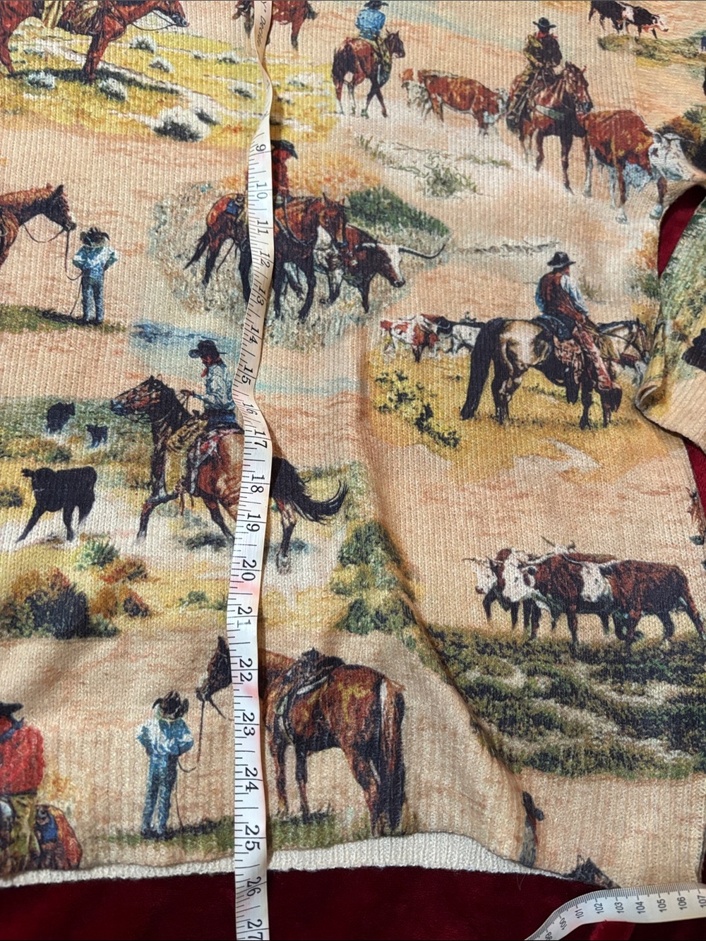 Western Cowboy Print Sweater size large - Picture 7 of 7